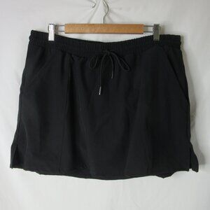 Shade & Shore Swim Skort Skirt Bottoms Black High Waist Pull On Size XL NWT